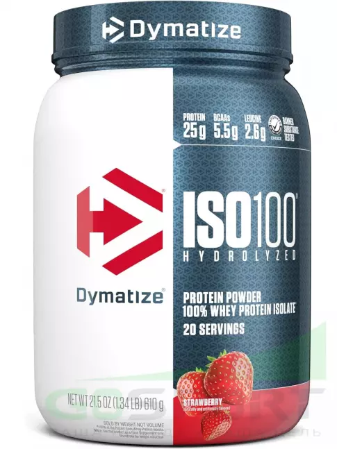 Изолят протеина Dymatize ISO100 Hydrolyzed 610 г, Клубника Изолят протеина Dymatize ISO100 Hydrolyzed 610 г, Клубника