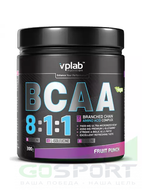 BCAA 8:1:1 VP Laboratory BCAA 8:1:1 300 гр, Фруктовый пунш BCAA 8:1:1 VP Laboratory BCAA 8:1:1 300 гр, Фруктовый пунш