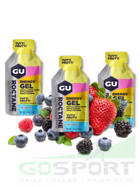 Гель питьевой GU Energy Labs GU ROCTANE Energy Gel 35mg caffeine 3 x 32 г, Тутти-Фрутти Гель питьевой GU Energy Labs GU ROCTANE Energy Gel 35mg caffeine 3 x 32 г, Тутти-Фрутти