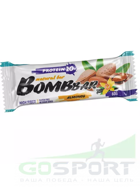 Протеиновый батончик BombBar Протеиновый батончик Natural Bar 3 x 60 г, Миндаль-ваниль Протеиновый батончик BombBar Протеиновый батончик Natural Bar 3 x 60 г, Миндаль-ваниль
