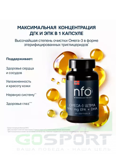 Омега-3 NFO Omega-3 Ultima 60 капсул Омега-3 NFO Omega-3 Ultima 60 капсул