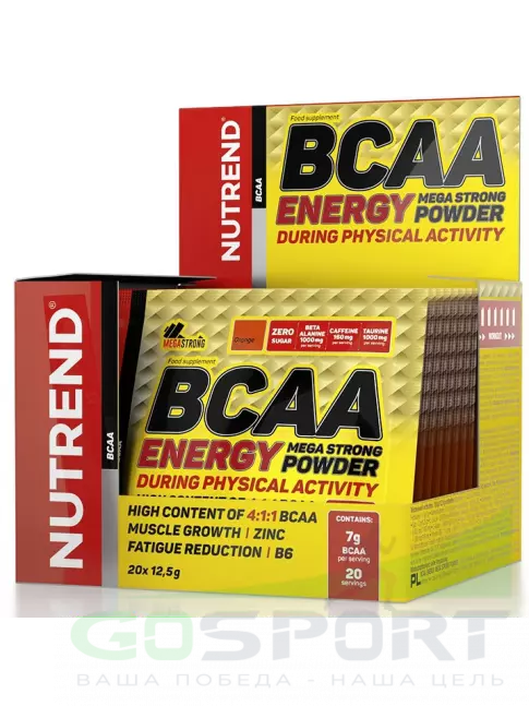 BCAA 4:1:1 NUTREND BCAA Energy MEGA Strong Power 4:1:1 20 x 12.5 г, Малина BCAA 4:1:1 NUTREND BCAA Energy MEGA Strong Power 4:1:1 20 x 12.5 г, Малина