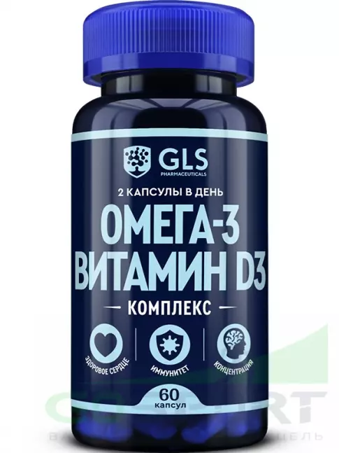 Омега-3 GLS pharmaceuticals Омега-3 + витамин D3 60 капсул Омега-3 GLS pharmaceuticals Омега-3 + витамин D3 60 капсул