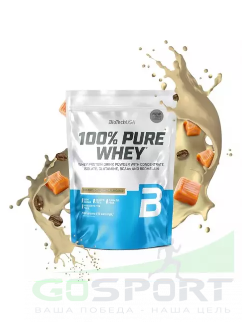 Сывороточный протеин BioTechUSA 100% Pure Whey 454 г, Карамель-капучино
