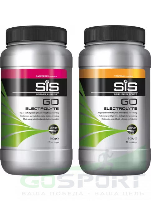 Изотоник SCIENCE IN SPORT (SiS) GO Electrolyte Powder 2 x 500 г, Малина, Тропические фрукты Изотоник SCIENCE IN SPORT (SiS) GO Electrolyte Powder 2 x 500 г, Малина, Тропические фрукты