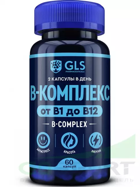 Витамины группы B GLS pharmaceuticals B-комплекс от B1 до B12 60 капсул Витамины группы B GLS pharmaceuticals B-комплекс от B1 до B12 60 капсул