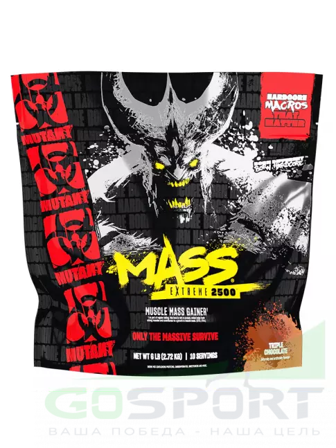 Гейнер Mutant Mass Extreme 2500 2720 г, Тройной Шоколад Гейнер Mutant Mass Extreme 2500 2720 г, Тройной Шоколад