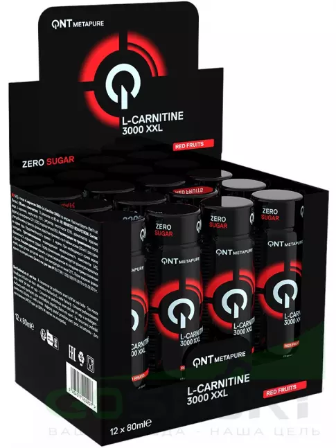 L-Карнитин жидкий QNT L-CARNITINE 3000 XXL 12 x 80 мл, Красные фрукты