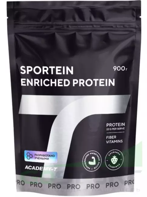 Сывороточный протеин Академия-Т Sportein Enriched Protein дой-пак 900 г, Клубника Сывороточный протеин Академия-Т Sportein Enriched Protein дой-пак 900 г, Клубника
