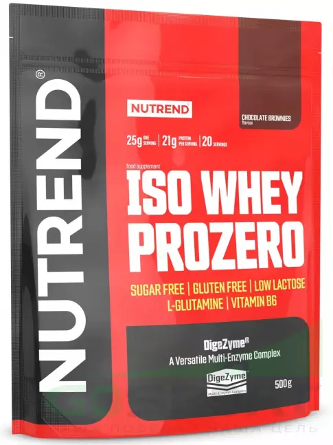 Изолят протеина NUTREND Iso Whey Prozero 500 г, Шоколадный брауни Изолят протеина NUTREND Iso Whey Prozero 500 г, Шоколадный брауни
