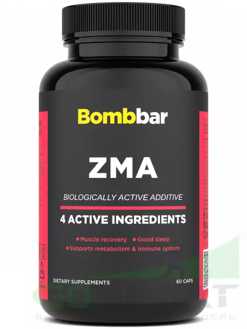 Магний+цинк+B6 BombBar ZMA 60 капсул Магний+цинк+B6 BombBar ZMA 60 капсул