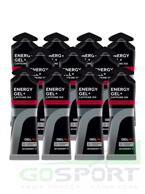 Гель питьевой GEL4U Energy GEL + Caffeine 100 11 x 60 г, Вишня Гель питьевой GEL4U Energy GEL + Caffeine 100 11 x 60 г, Вишня