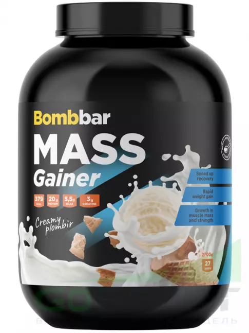 Гейнер BombBar Mass Gainer 2700 г, Сливочный пломбир Гейнер BombBar Mass Gainer 2700 г, Сливочный пломбир