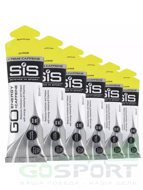 Гель питьевой SCIENCE IN SPORT (SiS) GO Energy 75 mg caffeine 6 x 60 мл, Цитрус Гель питьевой SCIENCE IN SPORT (SiS) GO Energy 75 mg caffeine 6 x 60 мл, Цитрус