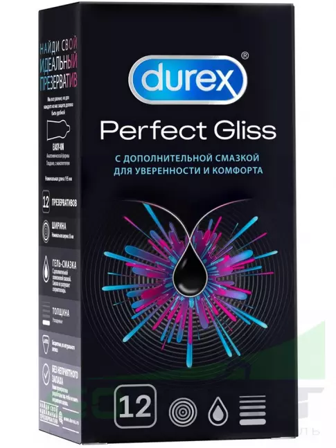 Презервативы Durex Perfect Gliss 12 шт Презервативы Durex Perfect Gliss 12 шт