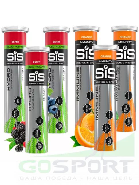 Изотоник SCIENCE IN SPORT (SiS) GO Hydro Tablet 20s_3 6 x 20 таблеток, Ягоды, Апельсин Изотоник SCIENCE IN SPORT (SiS) GO Hydro Tablet 20s_3 6 x 20 таблеток, Ягоды, Апельсин