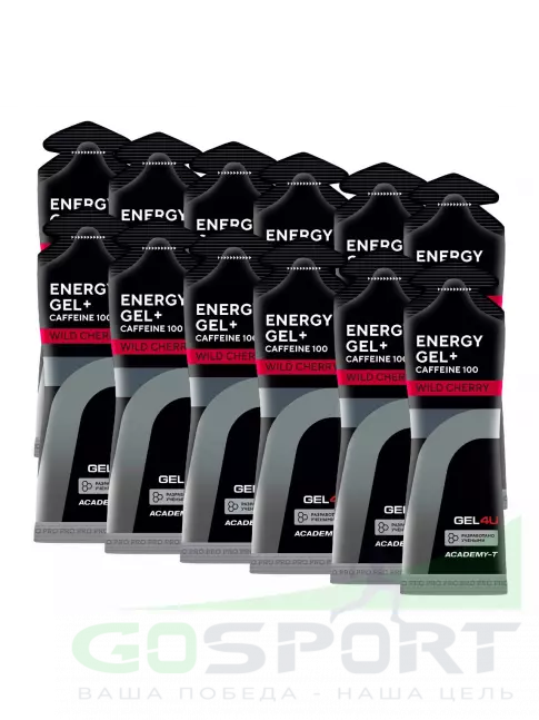 Гель питьевой GEL4U Energy GEL + Caffeine 100 12 x 60 г, Вишня