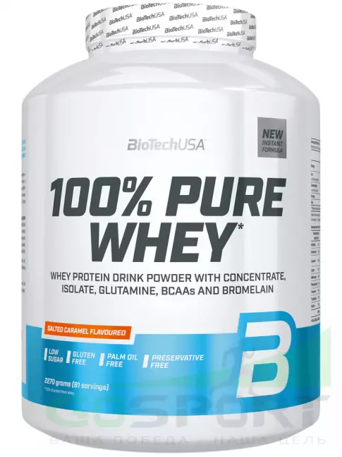 Сывороточный протеин BioTechUSA 100% Pure Whey 2270 г, Соленая карамель Сывороточный протеин BioTechUSA 100% Pure Whey 2270 г, Соленая карамель