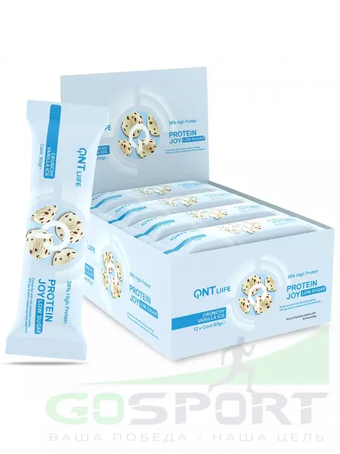 Протеиновый батончик QNT PROTEIN JOY BAR 12 x 60 г, Хрустящий ванильный лед Протеиновый батончик QNT PROTEIN JOY BAR 12 x 60 г, Хрустящий ванильный лед