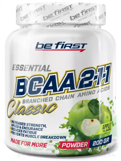 BCAA Be First BCAA Classic Powder 2:1:1 200 г, Яблоко BCAA Be First BCAA Classic Powder 2:1:1 200 г, Яблоко