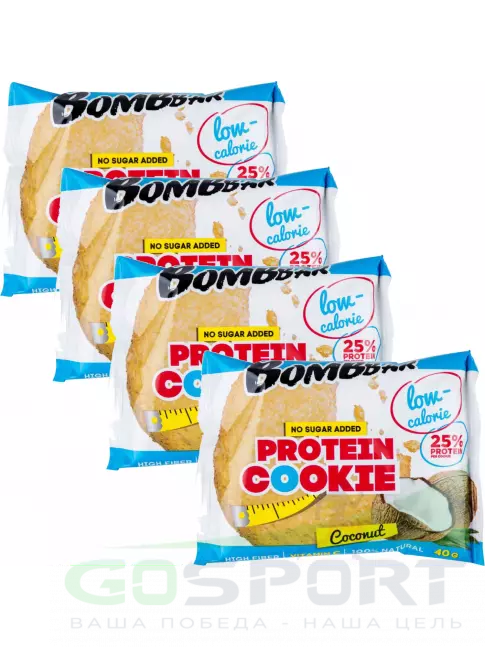 Протеиновый батончик BombBar Protein cookie 4 x 40 г, Кокос Протеиновый батончик BombBar Protein cookie 4 x 40 г, Кокос