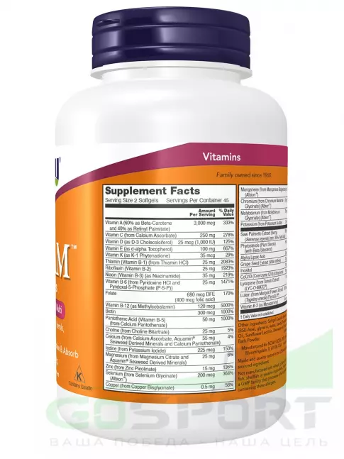 Витамины для мужчин NOW Foods Adam 90 гелевых капсул Витамины для мужчин NOW Foods Adam 90 гелевых капсул