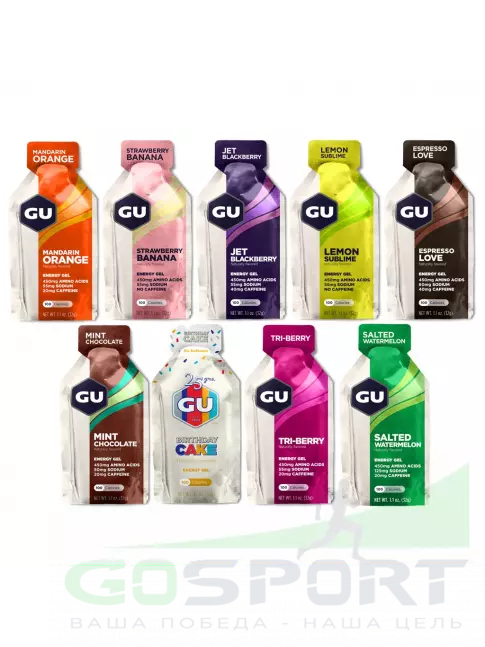 Гель питьевой GU Energy Labs Energy Gel 9 x 32 г, Микс