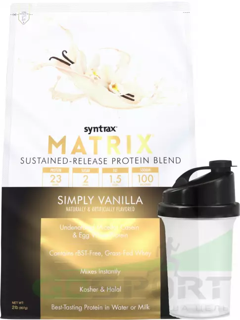 Комплексный протеин SYNTRAX Matrix 2 lbs 907 г + шейкер, Ваниль Комплексный протеин SYNTRAX Matrix 2 lbs 907 г + шейкер, Ваниль