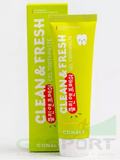 Зубные пасты и ополаскиватели CONSLY Clean&Fresh Bamboo & Green Tea Gel Toothpaste 105 г
