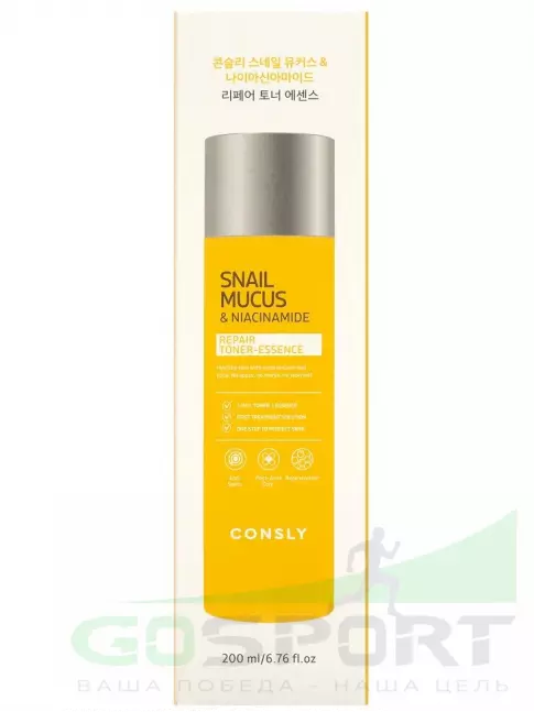 Тонеры для лица CONSLY Snail Mucus & Niacinamide Repair Toner-Essence 200 мл Тонеры для лица CONSLY Snail Mucus & Niacinamide Repair Toner-Essence 200 мл