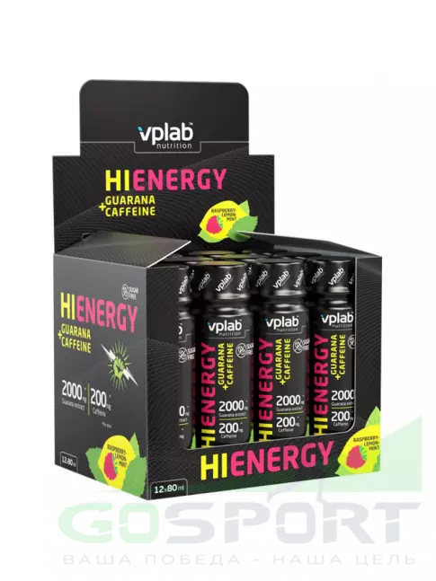 Гуарана VP Laboratory HiEnergy Guarana+Caffeine Shot 12х80 мл, Малина-Лимон-Мята