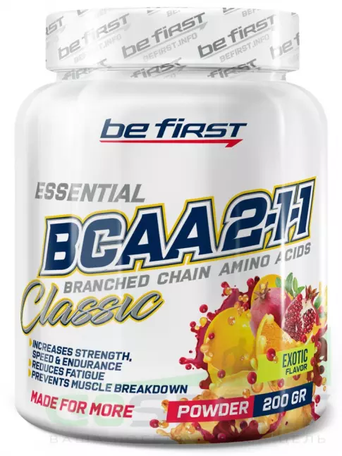 BCAA Be First BCAA Classic Powder 2:1:1 200 г, Экзотик BCAA Be First BCAA Classic Powder 2:1:1 200 г, Экзотик