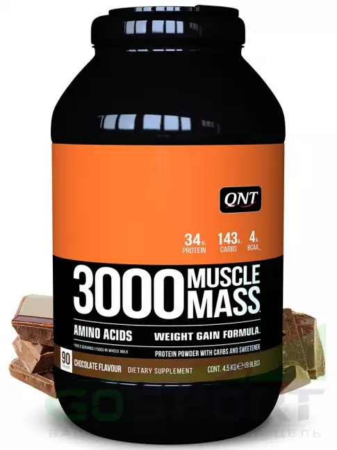 Гейнер QNT MUSCLE MASS 3000 4500 г, Шоколад Гейнер QNT MUSCLE MASS 3000 4500 г, Шоколад