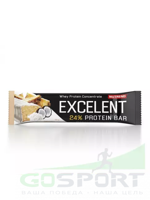 Протеиновый батончик NUTREND Excelent Protein Bar 85 г, Ананас - Кокос Протеиновый батончик NUTREND Excelent Protein Bar 85 г, Ананас - Кокос
