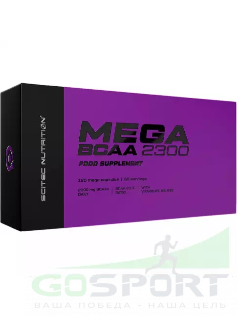BCAA Scitec Nutrition Mega BCAA 2300 mg 120 капсул BCAA Scitec Nutrition Mega BCAA 2300 mg 120 капсул