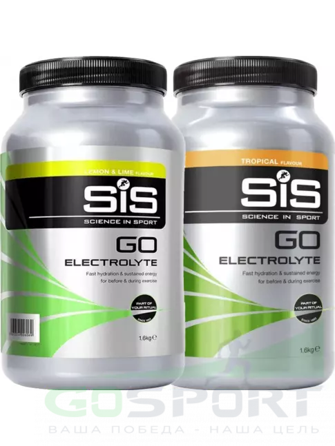 Изотоник SCIENCE IN SPORT (SiS) GO Electrolyte Powder 2 x 1600 г, Лимон-Лайм, Тропические фрукты Изотоник SCIENCE IN SPORT (SiS) GO Electrolyte Powder 2 x 1600 г, Лимон-Лайм, Тропические фрукты