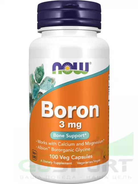 Основные минералы NOW Foods Boron 3 mg 100 веган капсул