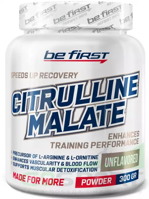 Цитруллин Be First Citrulline Malate Powder 300 г, Натуральный Цитруллин Be First Citrulline Malate Powder 300 г, Натуральный