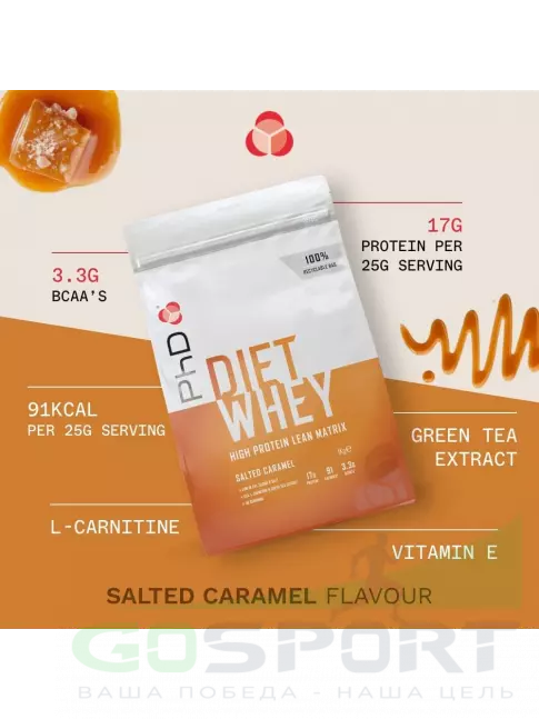 Заменитель питания PhD Nutrition Diet Whey Protein 1000 г, Соленая карамель Заменитель питания PhD Nutrition Diet Whey Protein 1000 г, Соленая карамель