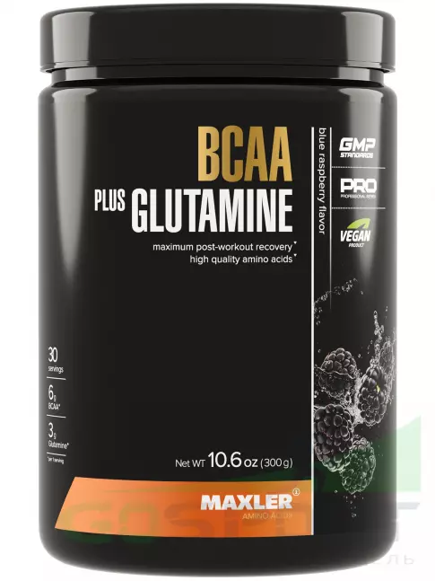 BCAA + Glutamin MAXLER BCAA 6000 mg + Glutamine 300 г, Ежевика BCAA + Glutamin MAXLER BCAA 6000 mg + Glutamine 300 г, Ежевика