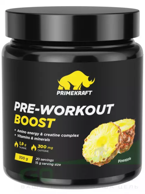Предтреник в порошке PRIMEKRAFT Pre-Workout Boost 300 г, Ананас Предтреник в порошке PRIMEKRAFT Pre-Workout Boost 300 г, Ананас