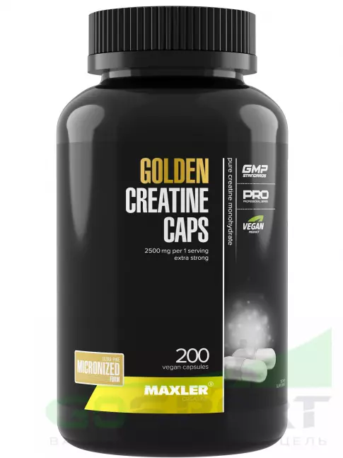Креатин моногидрат MAXLER 100% Golden Creatine 200 веган капсул