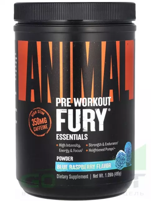 Предтреник в порошке UNIVERSAL NUTRITION Animal Fury 483 г, Голубая малина Предтреник в порошке UNIVERSAL NUTRITION Animal Fury 483 г, Голубая малина