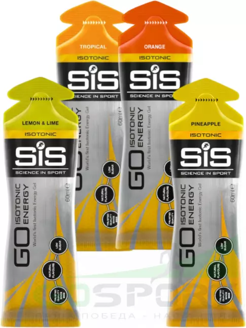 Гель питьевой SCIENCE IN SPORT (SiS) GO Isotonic Energy Gels 4 x 60 мл, Микс №10