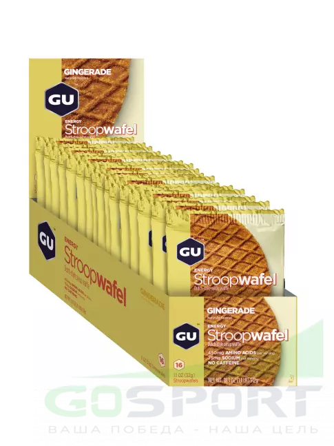 Энергетический батончик GU Energy Labs GU ENERGY STROOPWAFEL no caffeine 16 x 32 г, Имбирь