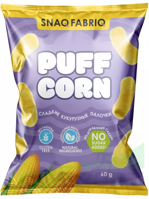 Снеки SNAQ FABRIQ Кукурузные палочки Puff Corn 60 г, Сладкий