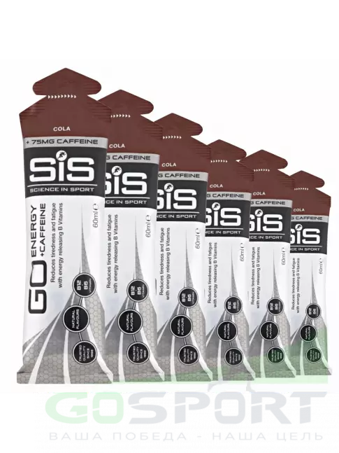 Гель питьевой SCIENCE IN SPORT (SiS) GO Energy 75 mg caffeine 6 x 60 мл, Кола Гель питьевой SCIENCE IN SPORT (SiS) GO Energy 75 mg caffeine 6 x 60 мл, Кола