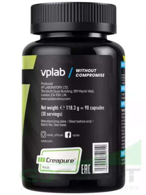 Креатин моногидрат VP Laboratory CREATINE CAPSULES 90 капсул, Нейтральный Креатин моногидрат VP Laboratory CREATINE CAPSULES 90 капсул, Нейтральный