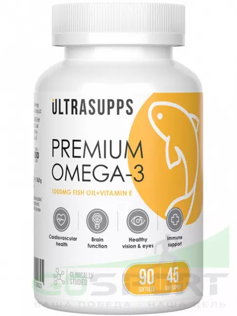 Омега-3 UltraSupps Premium Omega-3 90 капсул Омега-3 UltraSupps Premium Omega-3 90 капсул