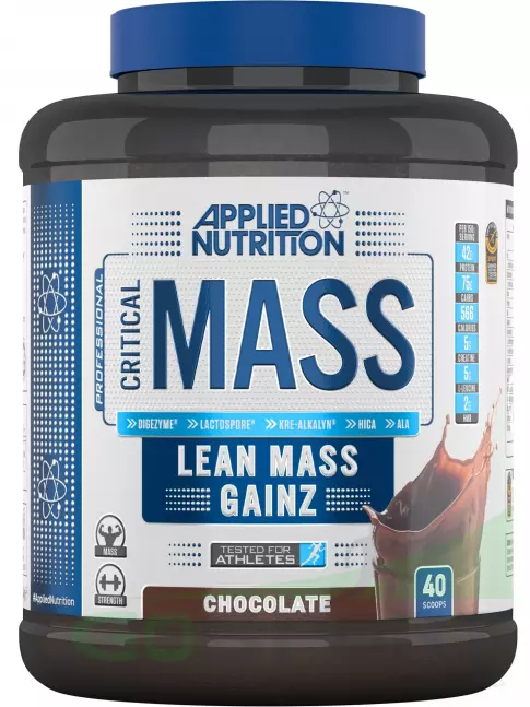 Гейнер APPLIED NUTRITION CRITICAL MASS 2400 г, Шоколад Гейнер APPLIED NUTRITION CRITICAL MASS 2400 г, Шоколад
